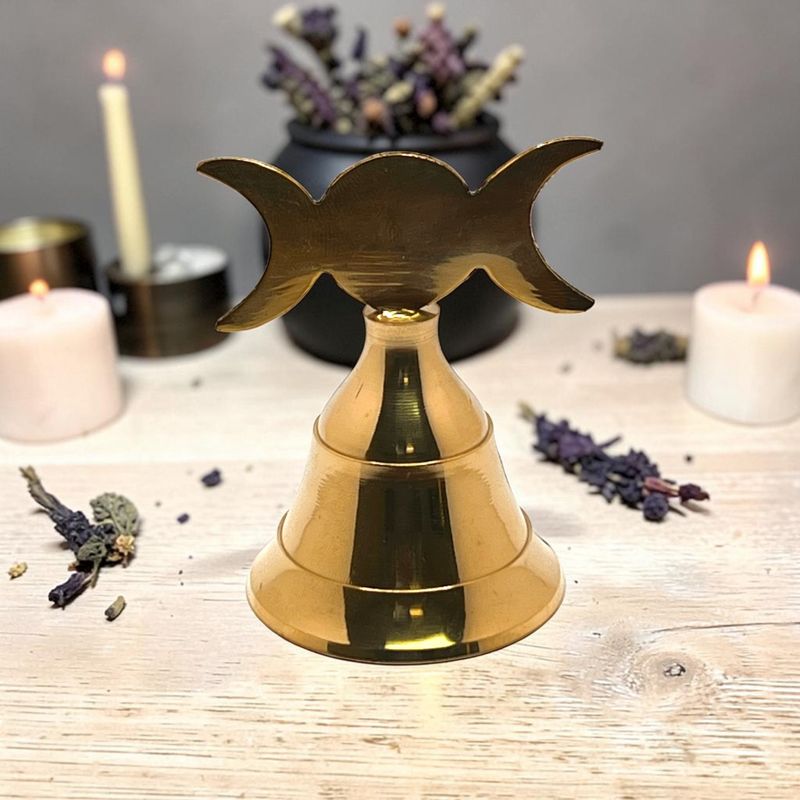 Altar Brass Bell Triple Moon