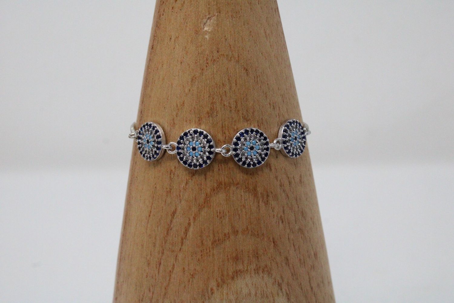 Evil Eye Multi Rhinestone Silver Bracelet