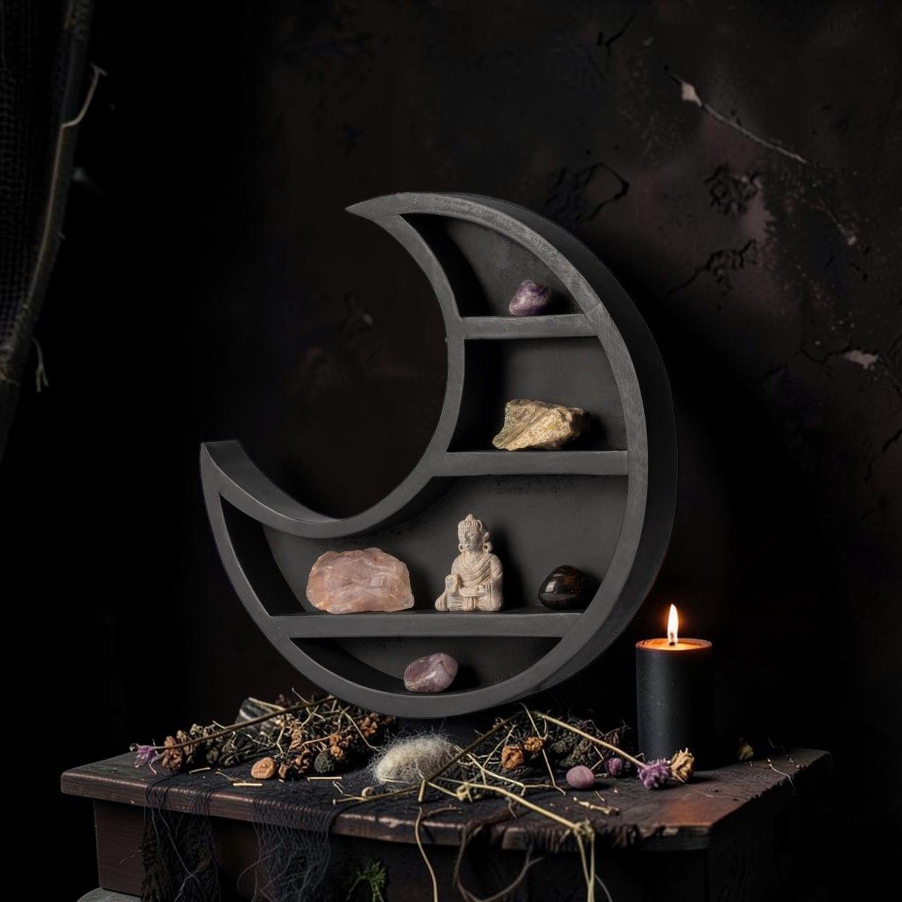 Wooden Moon Shelf