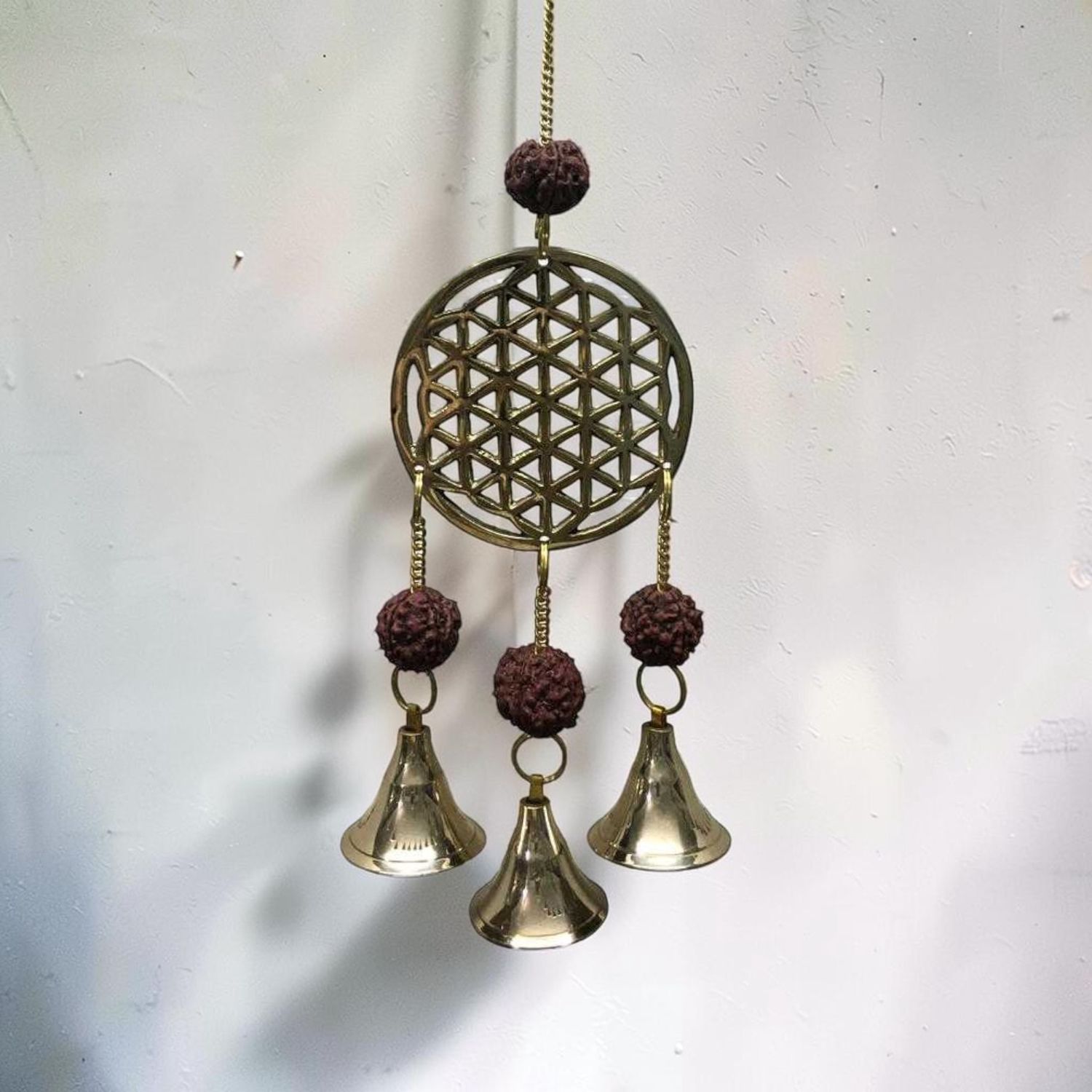 Brass Wind Chime Flower of Life Rudraksha