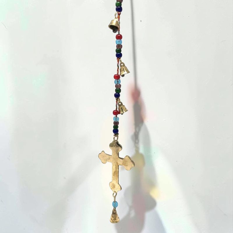 Brass Wind Chime String Cross
