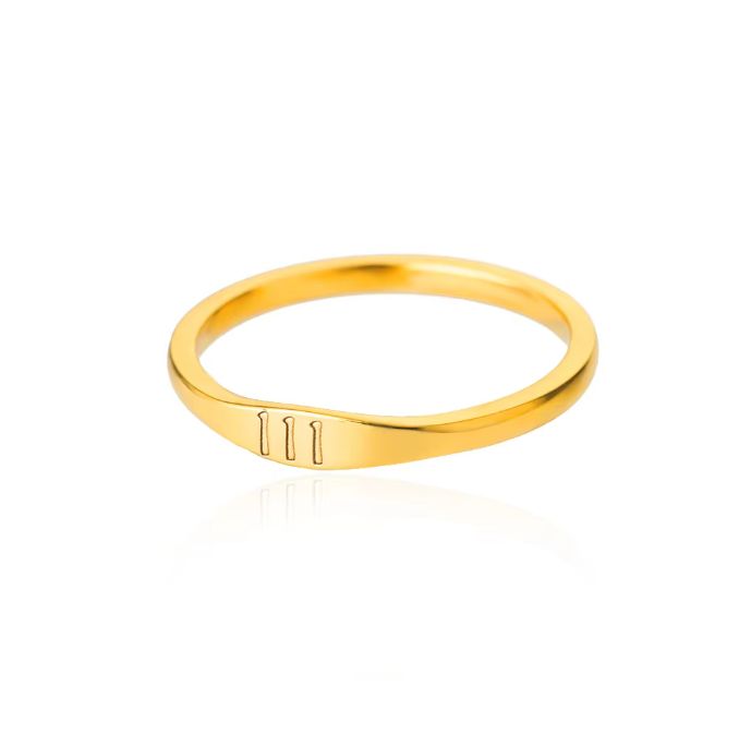 Angel Number Engraved Ring, Number: 1, Size: 7