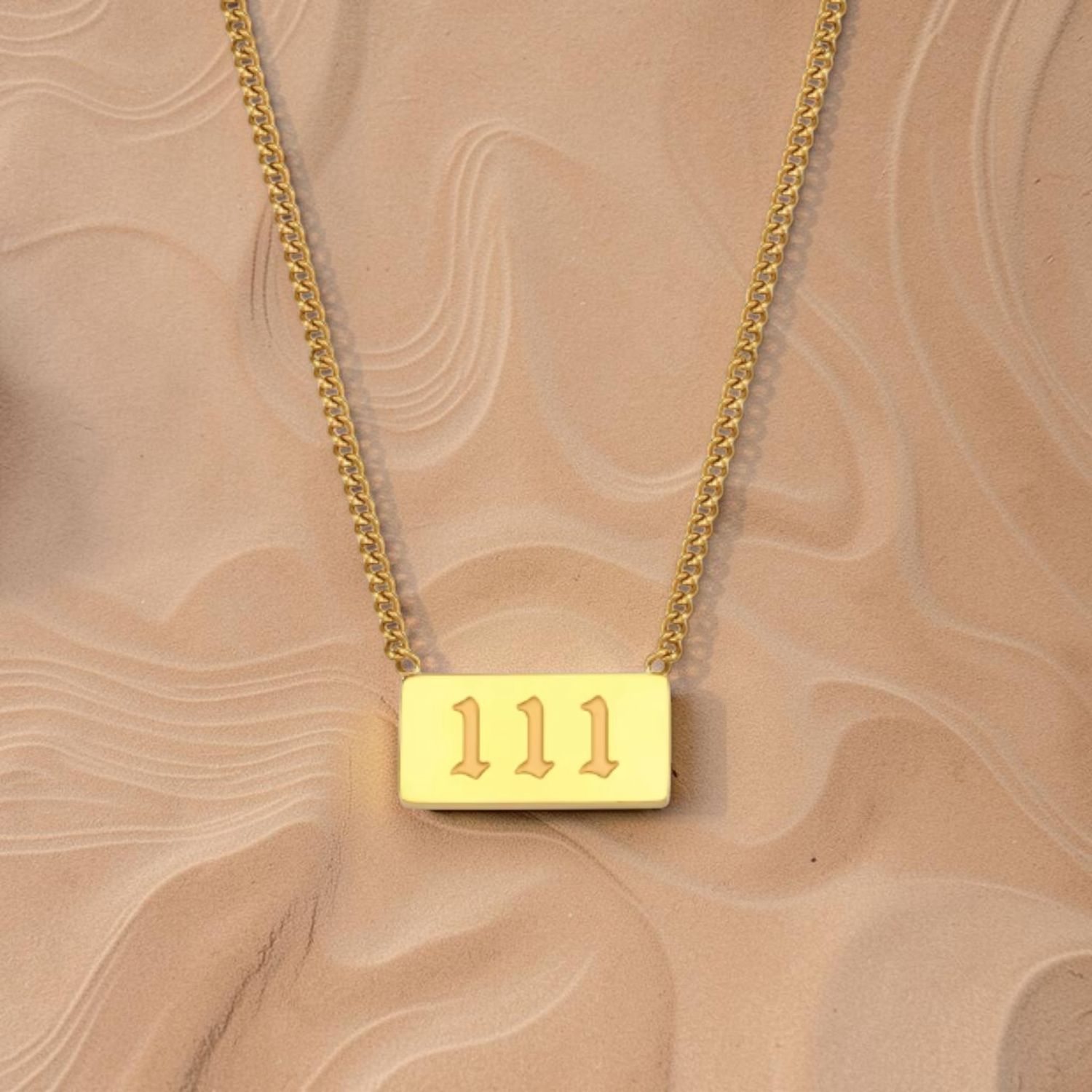 Angel Number Engraved Bar Necklace, Material: Gold, Number: 1