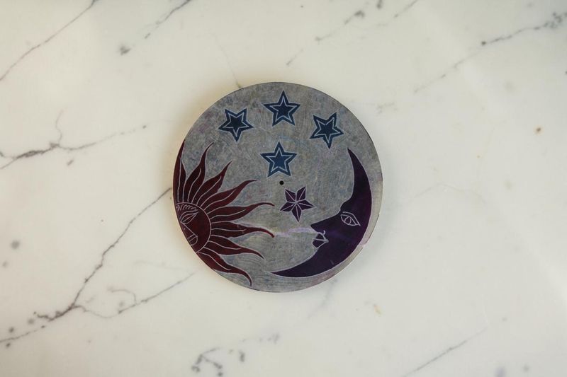 Celestial Sun + Moon Soapstone Incense Burner