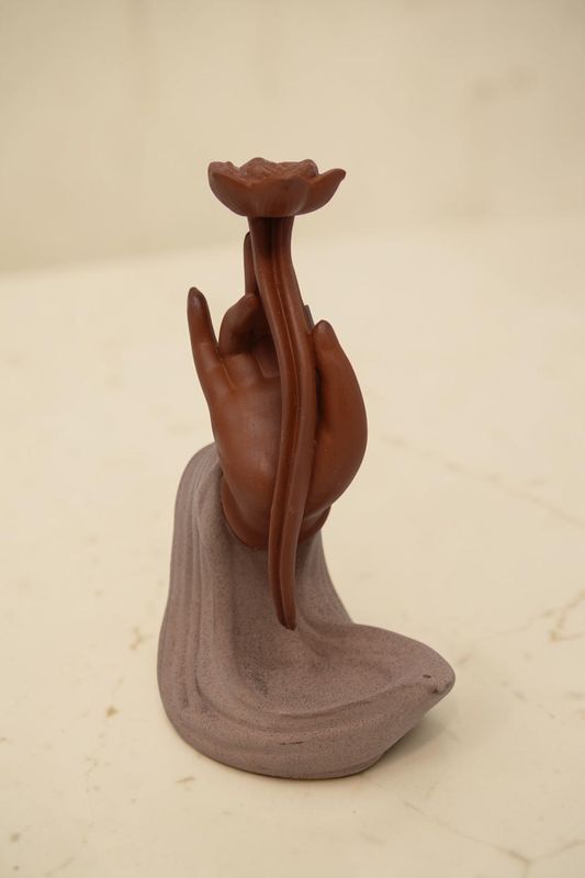 Hand + Flower Ceramic Backflow + Stick  Incense Burner