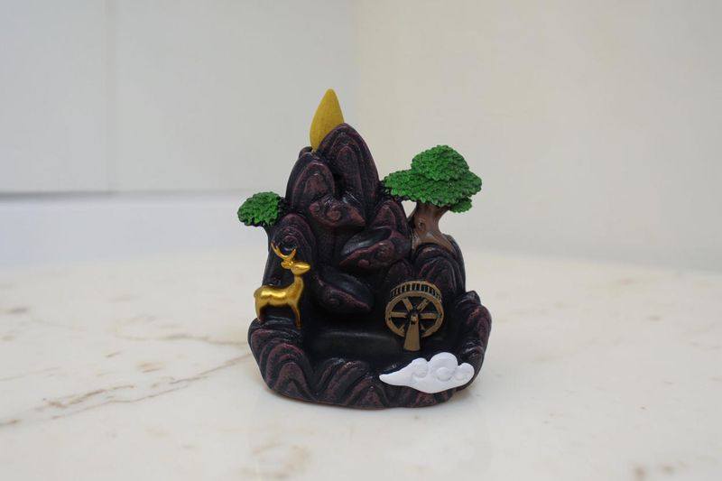 Mountain w/ Gold Deer Backflow Burner