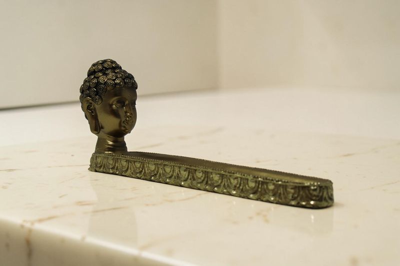 Gold Buddha Head Incense Burner