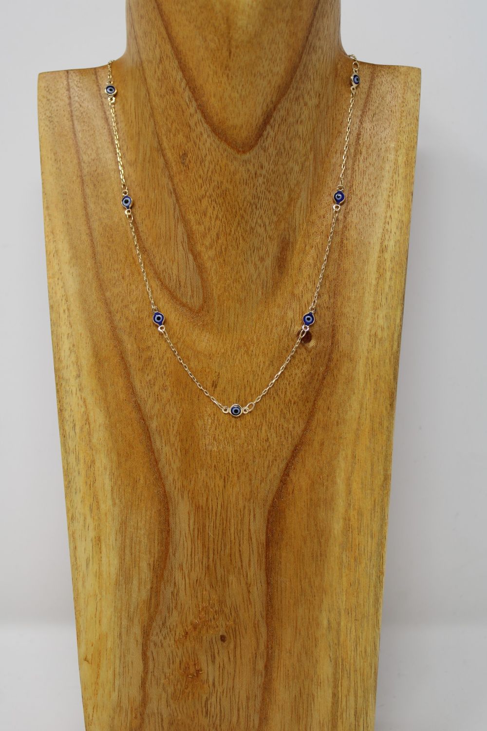 Multi Evil Eye Blue Gold Necklace