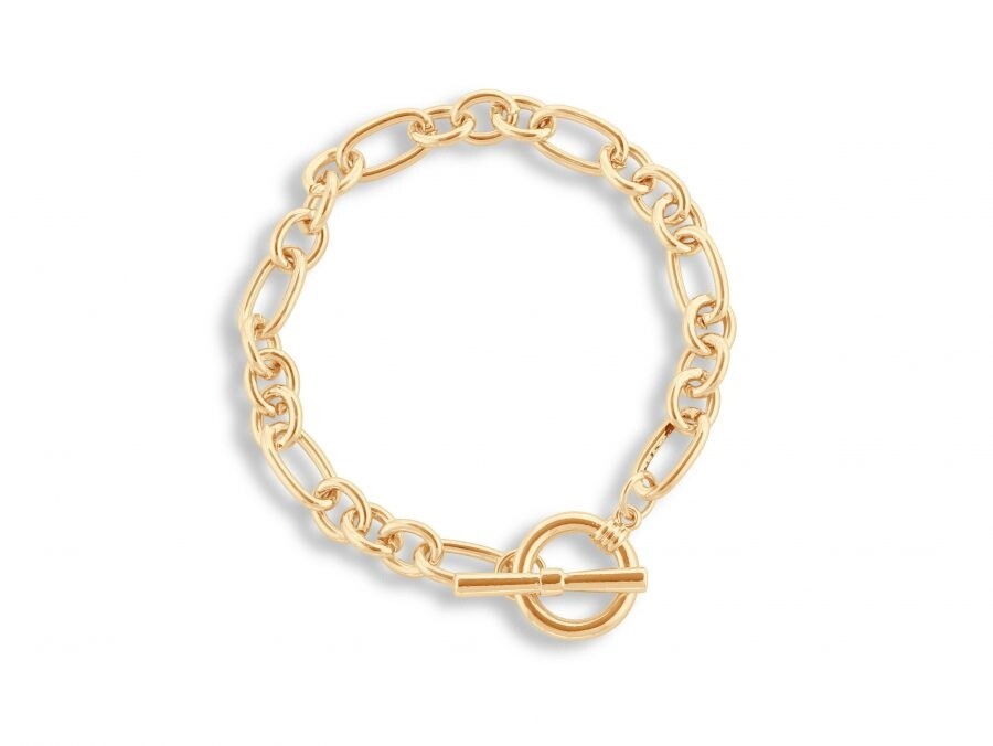 Maude Curb Chain T-Bar Bracelet, Colour: Gold