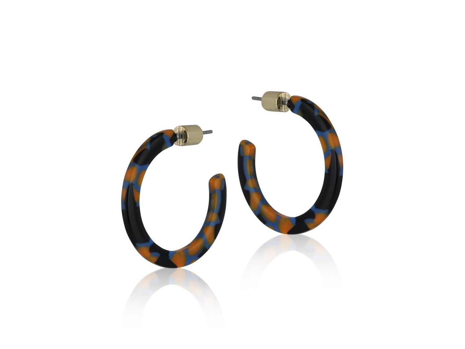 Fiona Hoop Earrings, Colour: Blue/Black/Orange