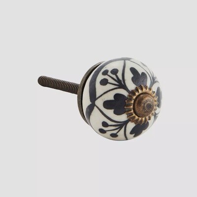 Black & White Stoneware Doorknob