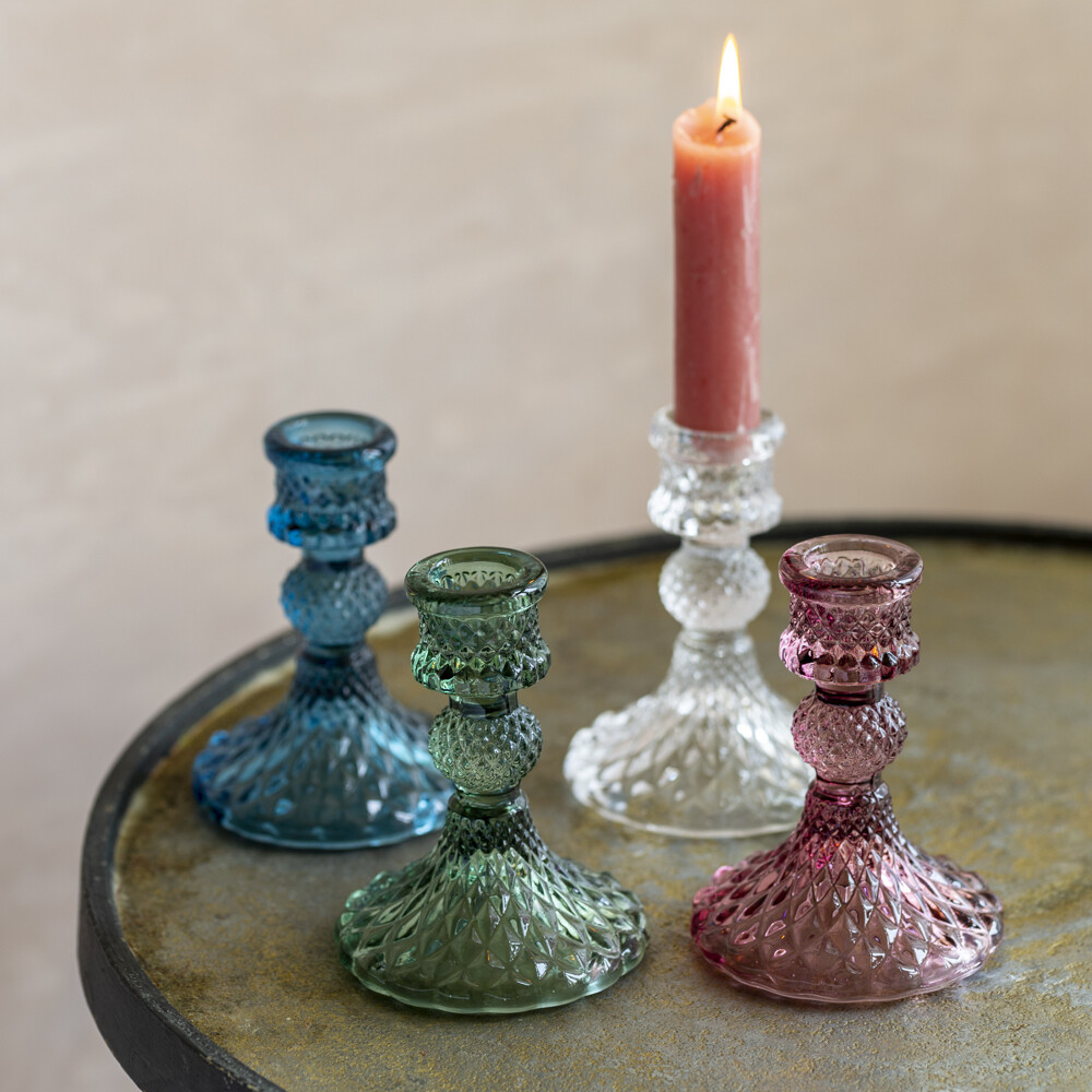 Harlequin Glass Candlestick