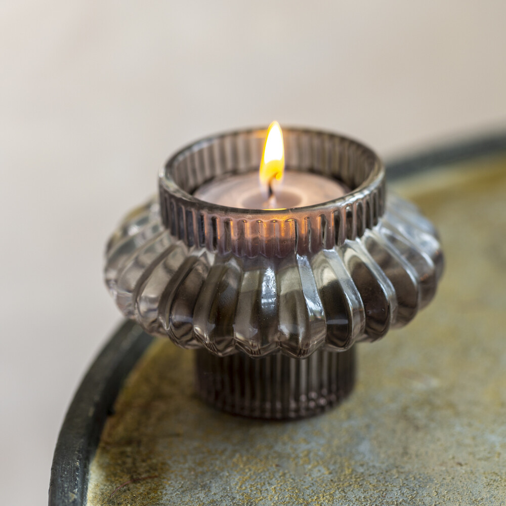 Large Duo Candleholder, Color: Grey