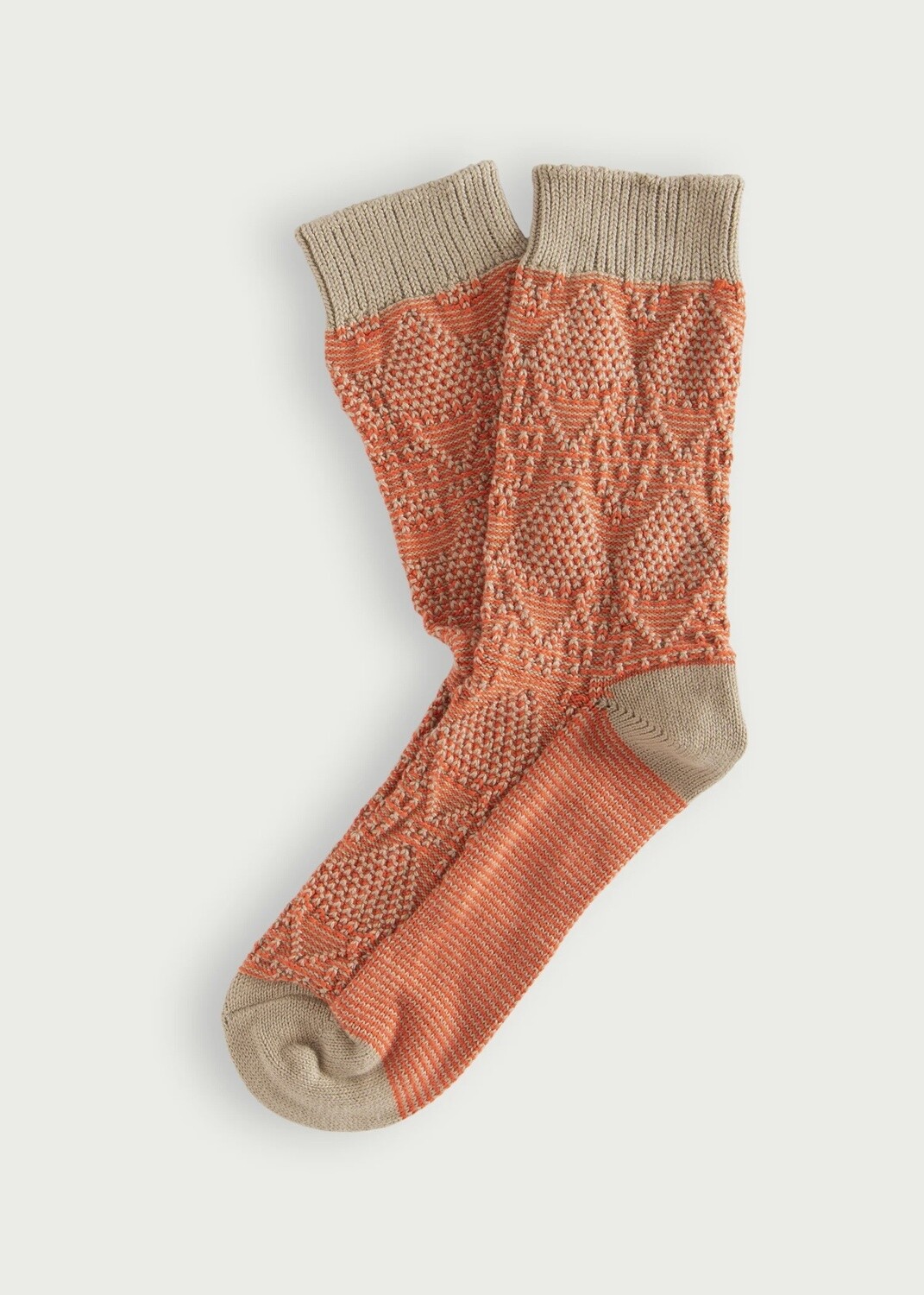 Link Collection Socks, Colour: Criss-Cross Beige &amp; Orange, Size: 36-39