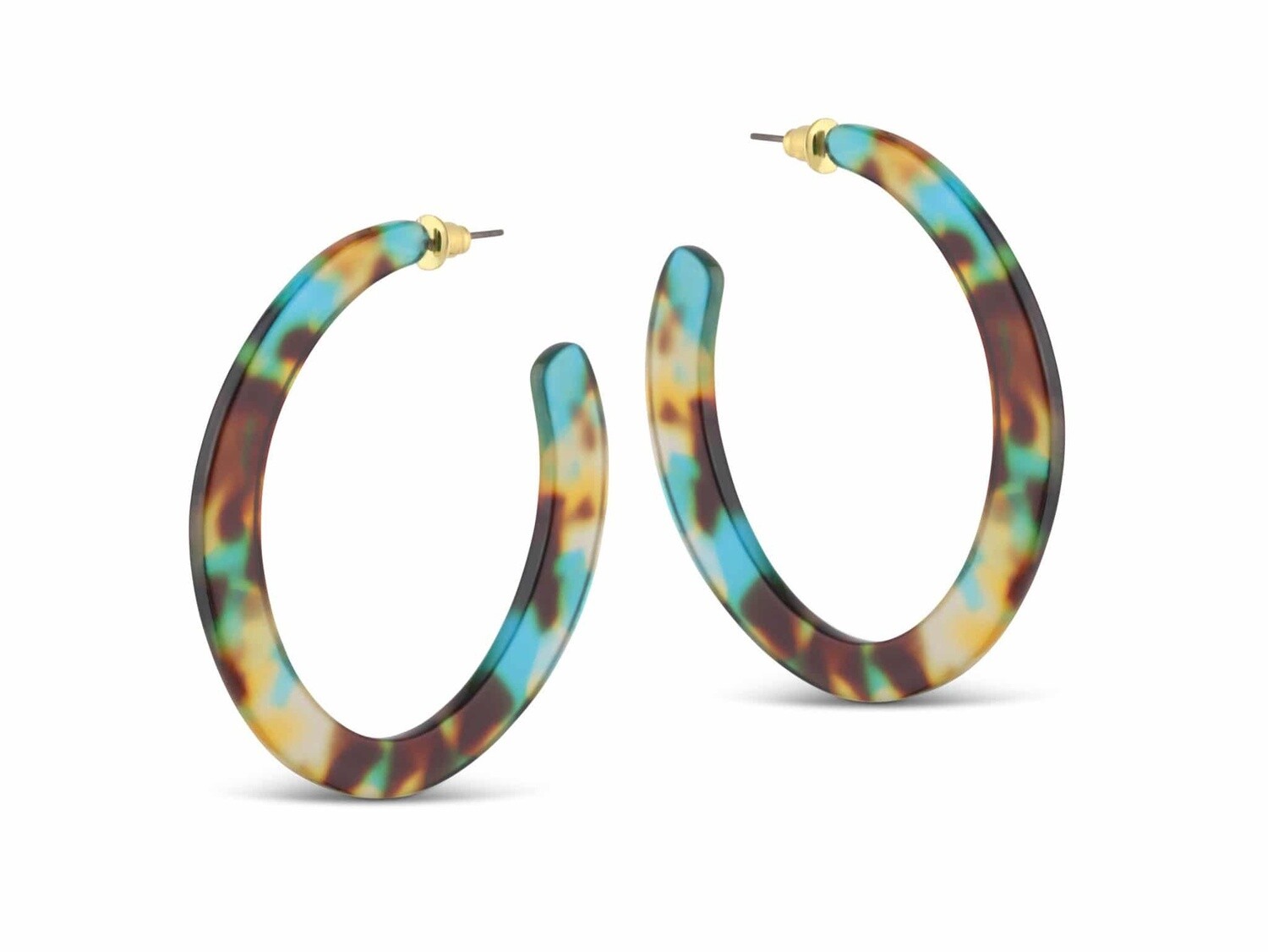 Olivia Resin Earring, Colour: Blue/Yellow/Brown
