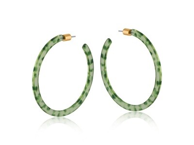 Marseille Thin Statement Hoops, Colour: Green