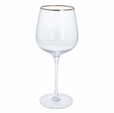 Ribbed Wine Glass w/Gold Rim