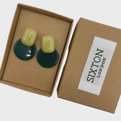 Green & Olive Circle Earrings