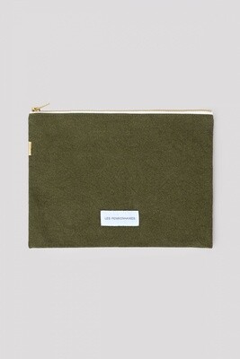 Large Organic Cotton Pouch, Colour: Caper