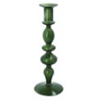 Dark Green Piped Taper Candle Holder