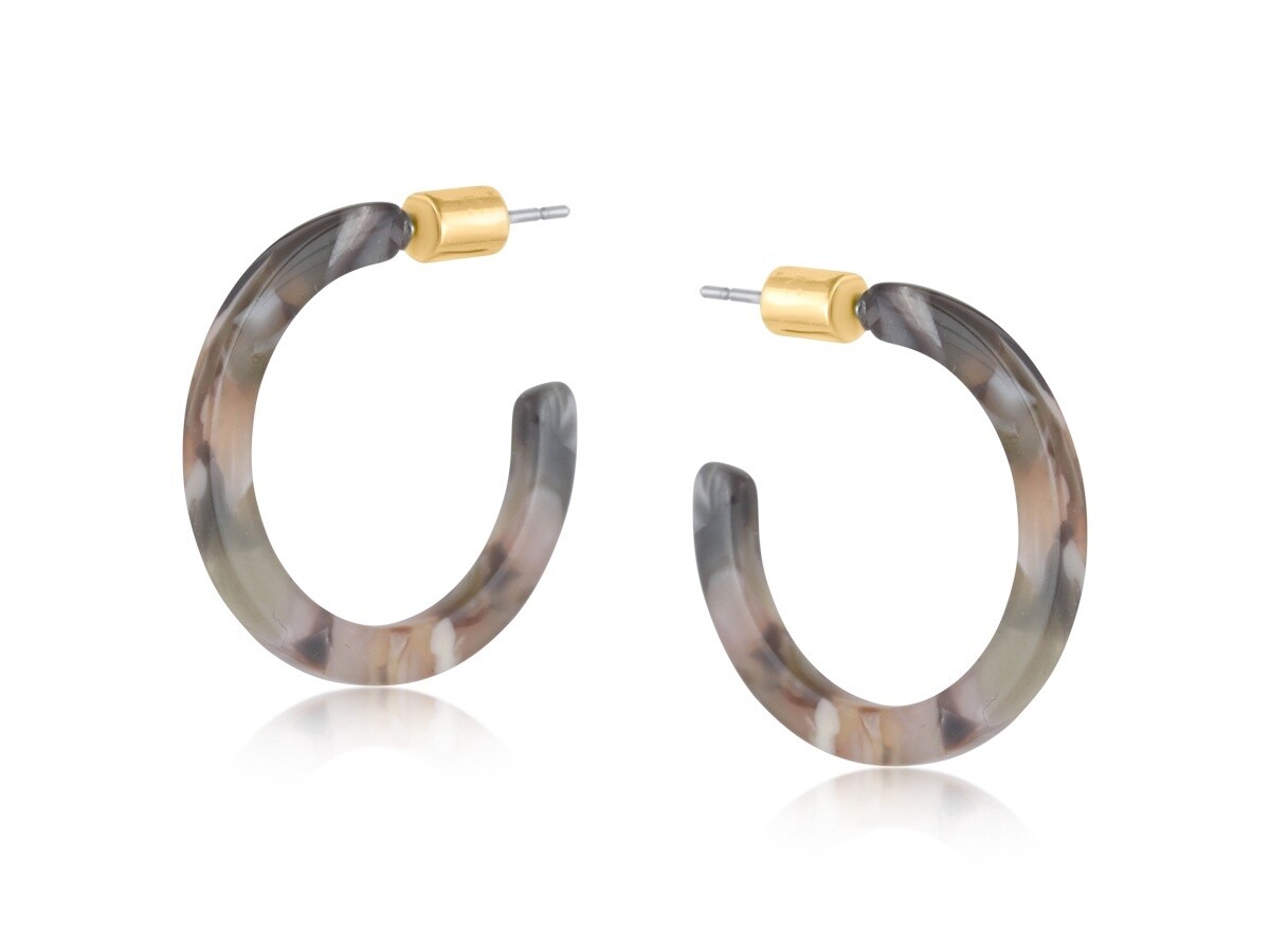 Hortense Thin Hoop Earring, Colour: Brown/Grey