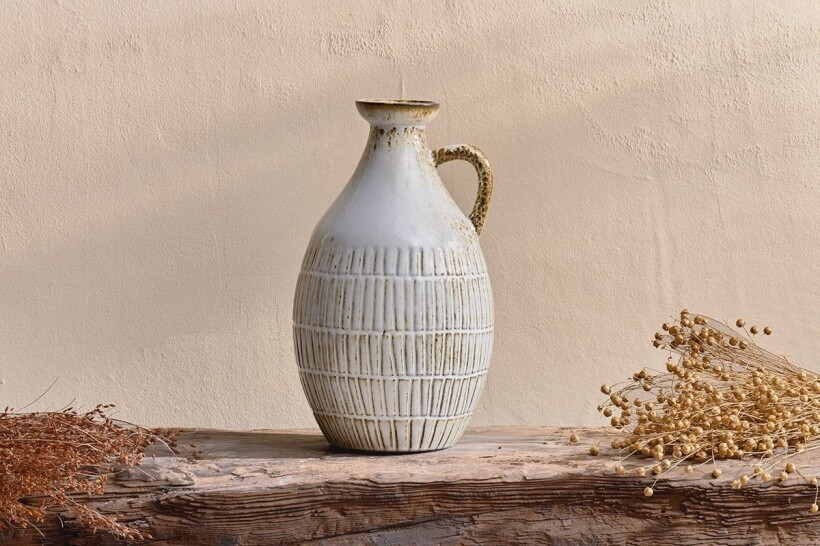 Anjuna Decorative Jug, Colour: White, Size: Large