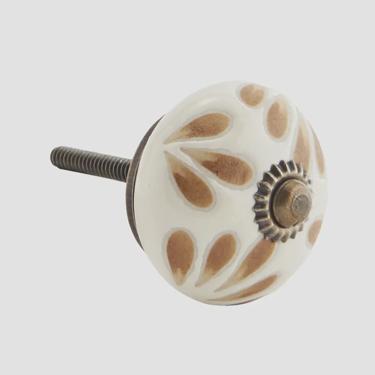 Cream &amp; Caramel Stoneware Doorknob