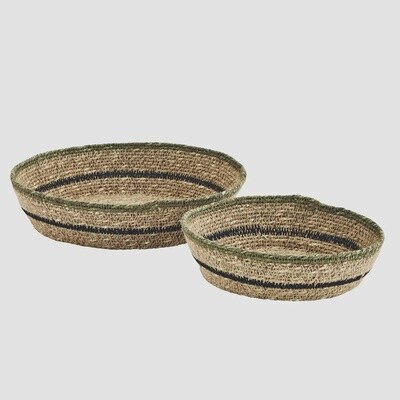 Olive &amp; Black Seagrass Tray