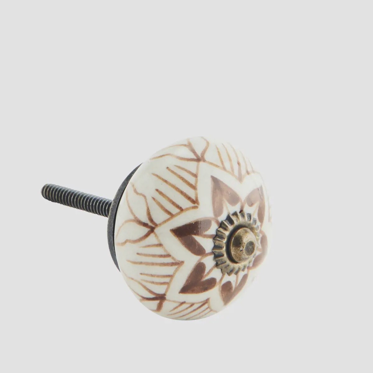 White &amp; Brown Stoneware Doorknob