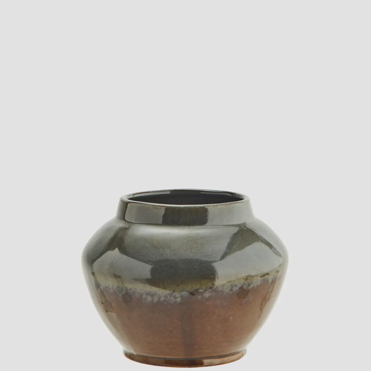 Stoneware Flower Pot, Colour: Grey/Taupe/Brown