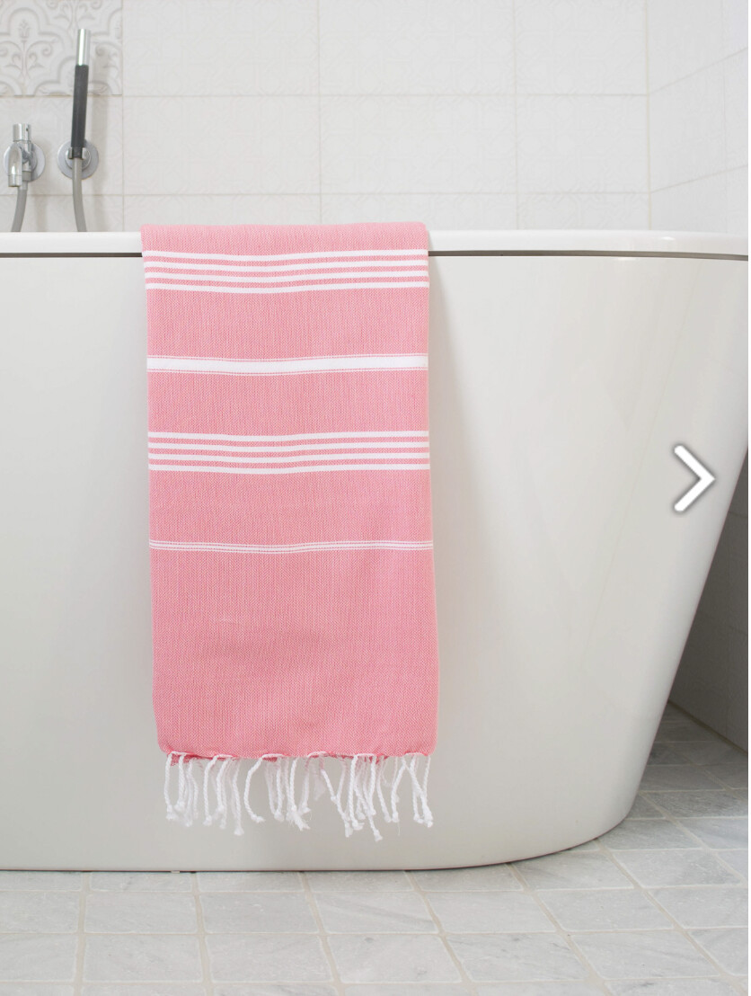 Candy Pink/White Hammam Towel, Size: 170x100cm