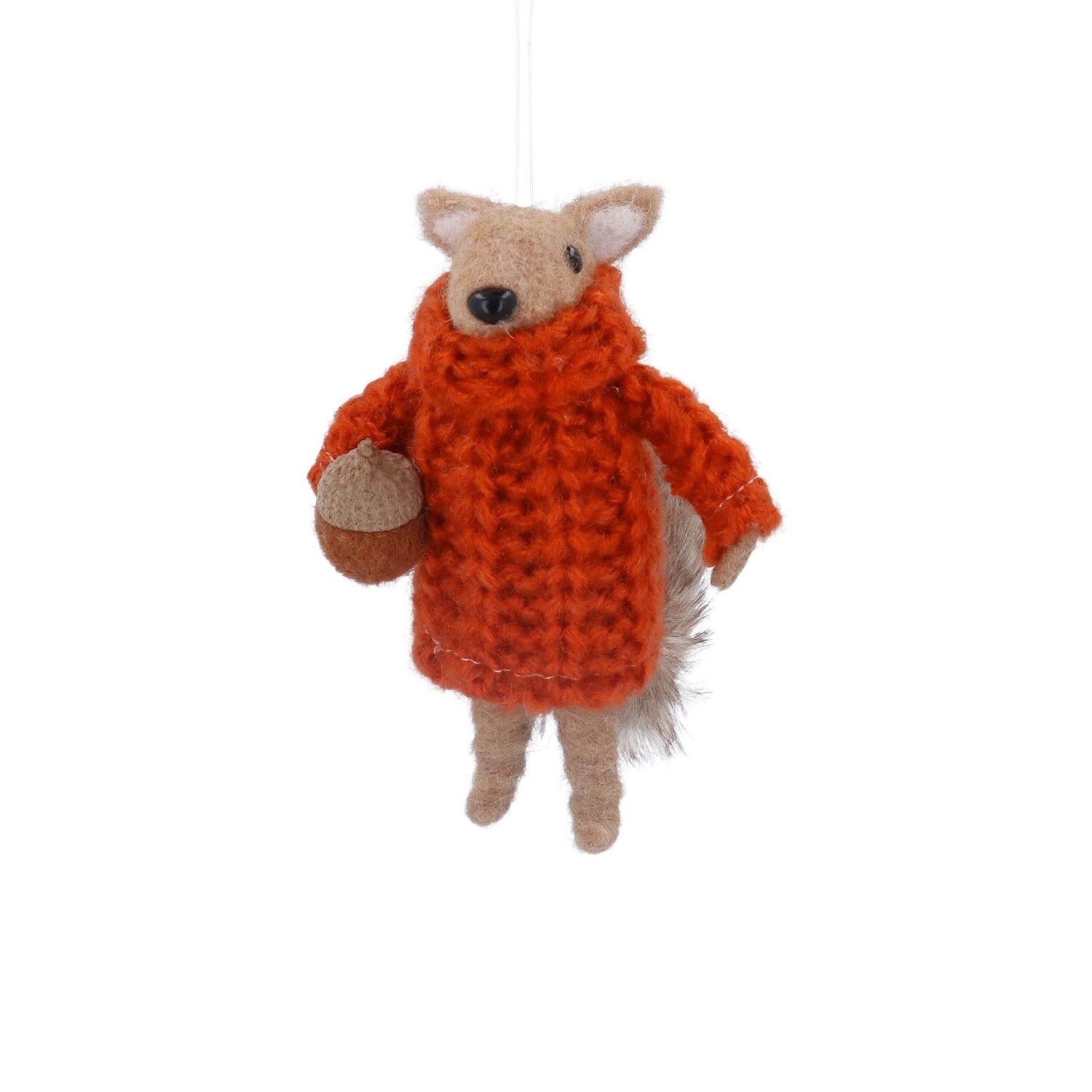 Mixed Wool Squirrel Decoration, Design: Orange Jumper