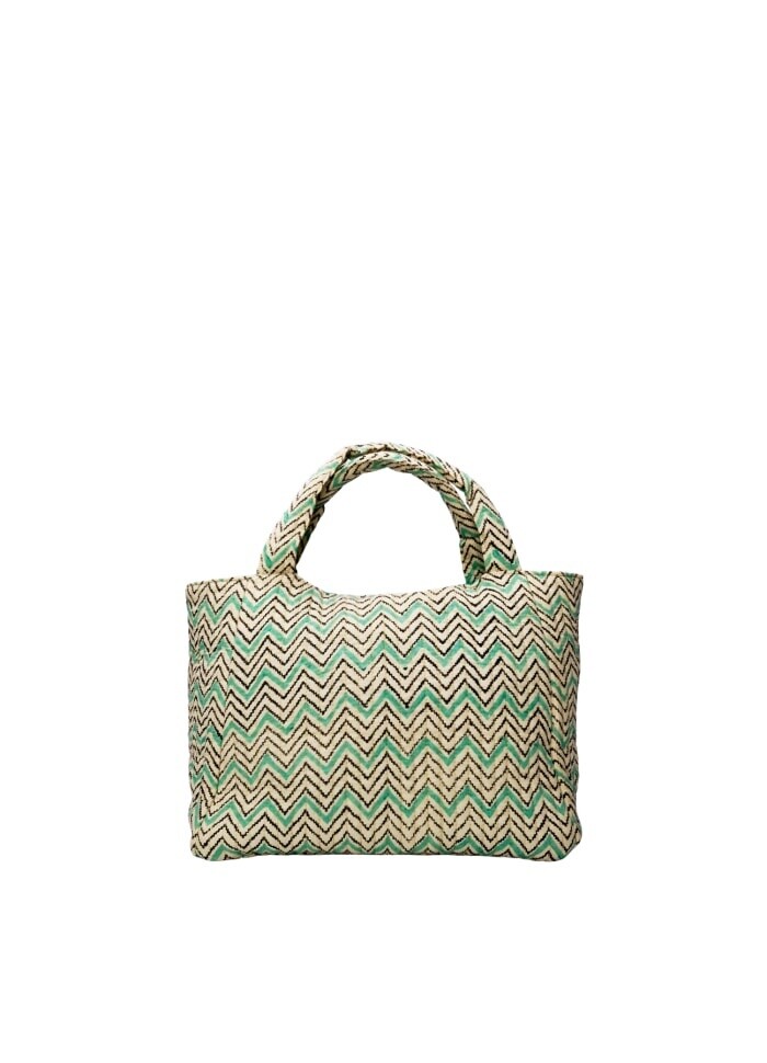 Eden Blockprint Bag, Colour: Green Zig Zag