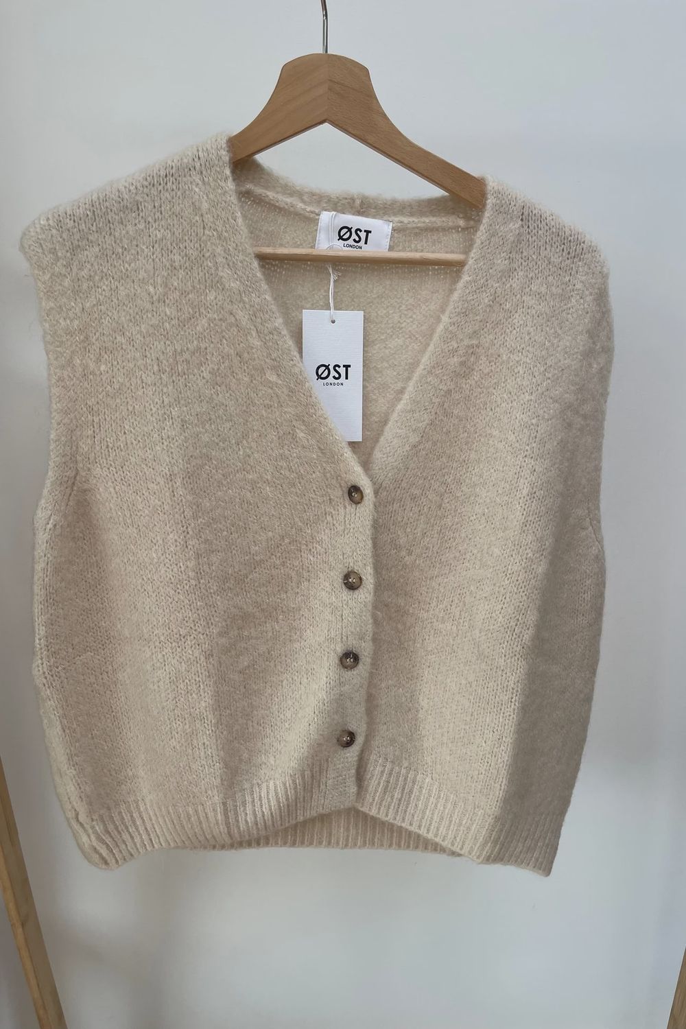 Erika Button Vest, Colour: Cream