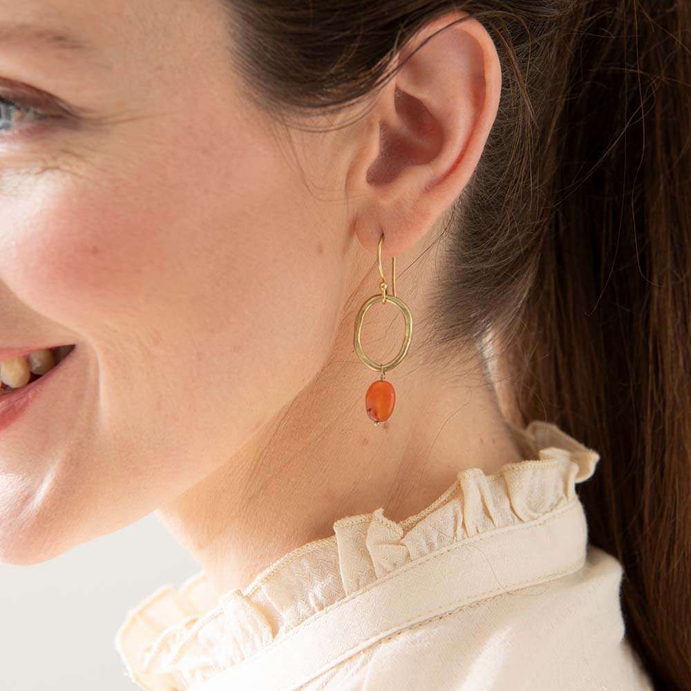 Carnelian Graceful Gold Earrings