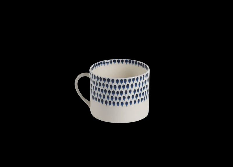 Indigo Drop Mug, Colour: Cream &amp; Indigo, Size: Large