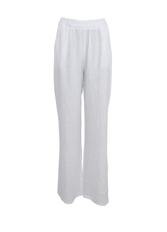 Melina Wide Linen Pant, Colour: White, Size: S/M