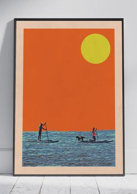 Paddle Couple &amp; Dog Print