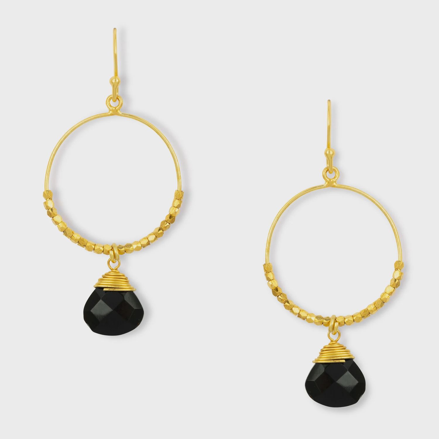 Marie Black Onyx Hoop Earrings