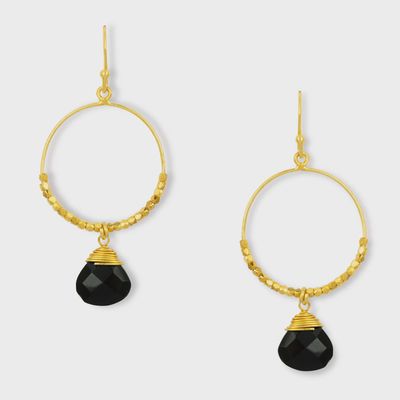Marie Black Onyx Hoop Earrings