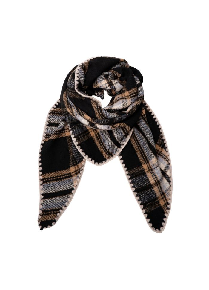 Leoni Chequered Scarf, Colour: Black