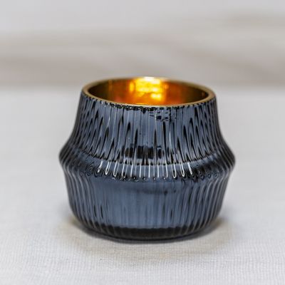 Ribbed Votive With Gold Rim