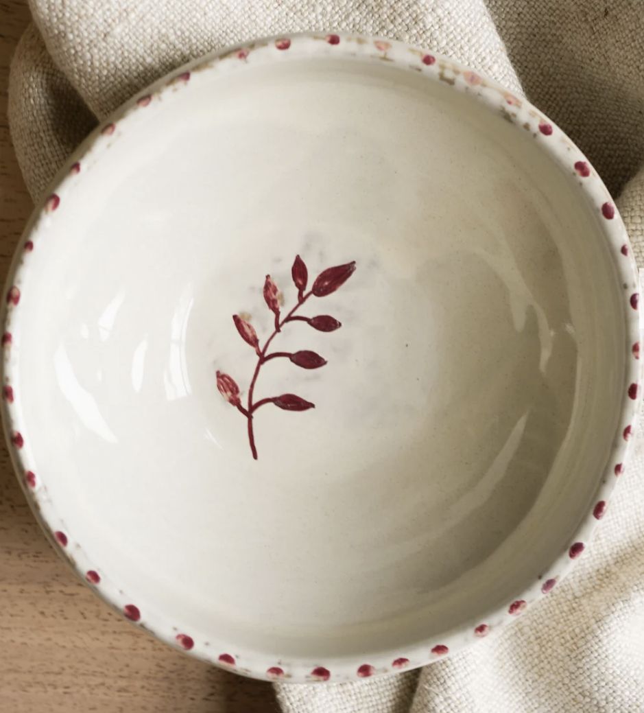 Handpainted Botanic Snack Bowl, Colour: Brick