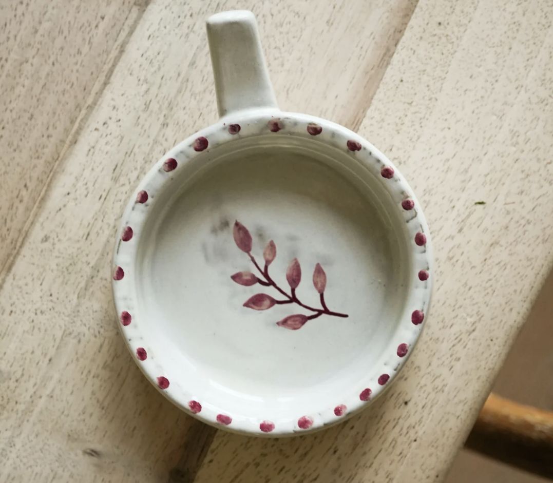 Handpainted Botanic Olive Dish, Colour: Brick
