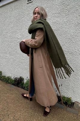 Pernille Oversized Khaki Scarf
