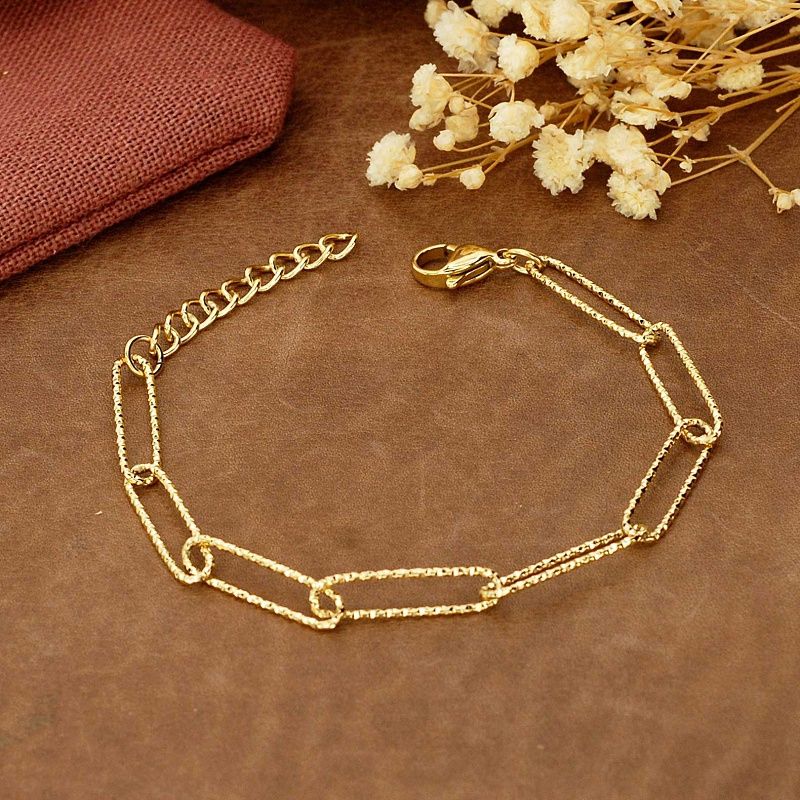 Gold Rectangle Link Bracelet