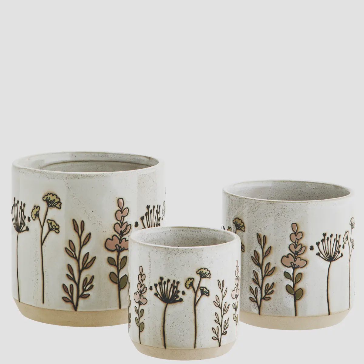Flower Print Stoneware Pot, Size: Large