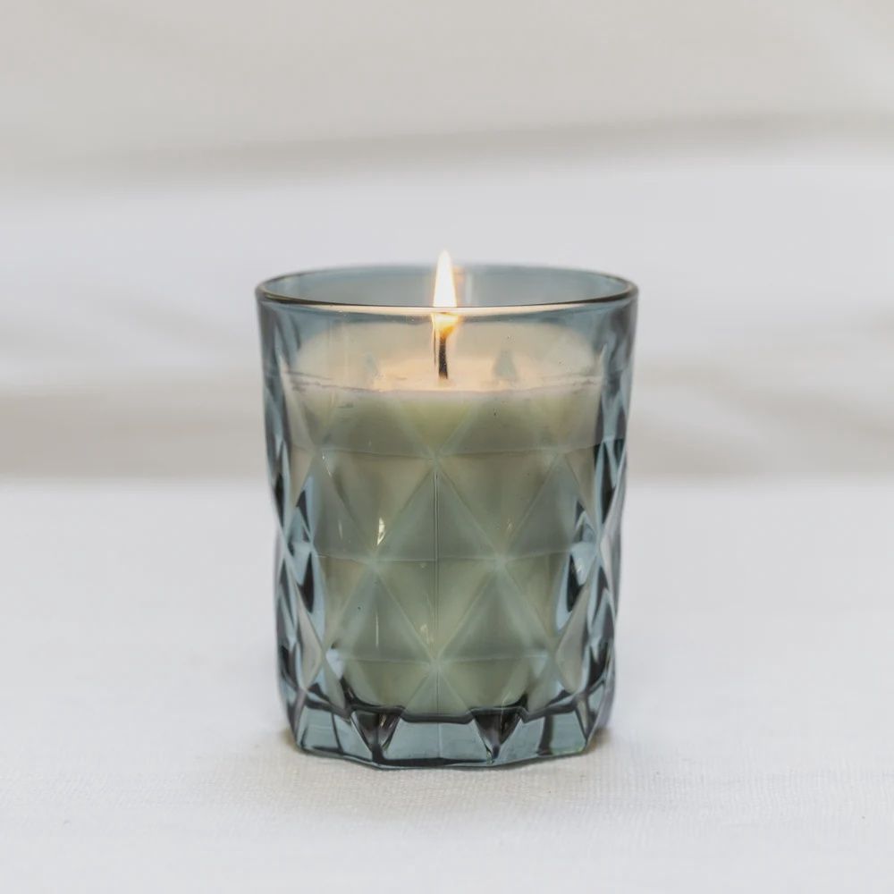 Smoky Blue Glass Votive Candle