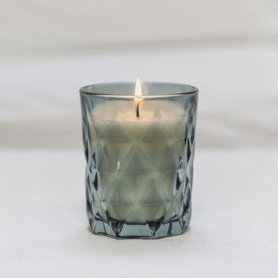 Smoky Blue Glass Votive Candle