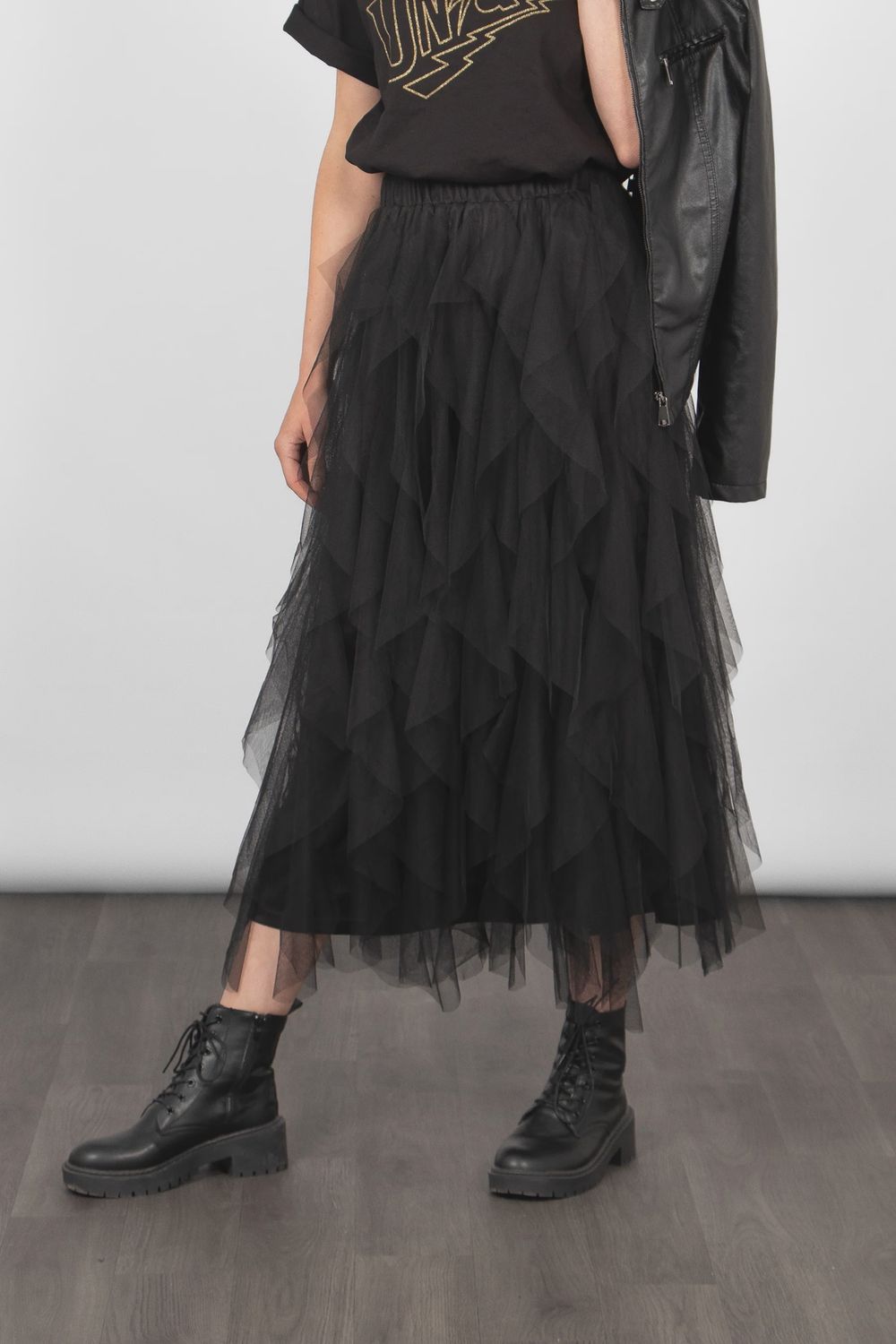 Layla Maxi Tulle Layered Skirt, Colour: Black, Size: Small